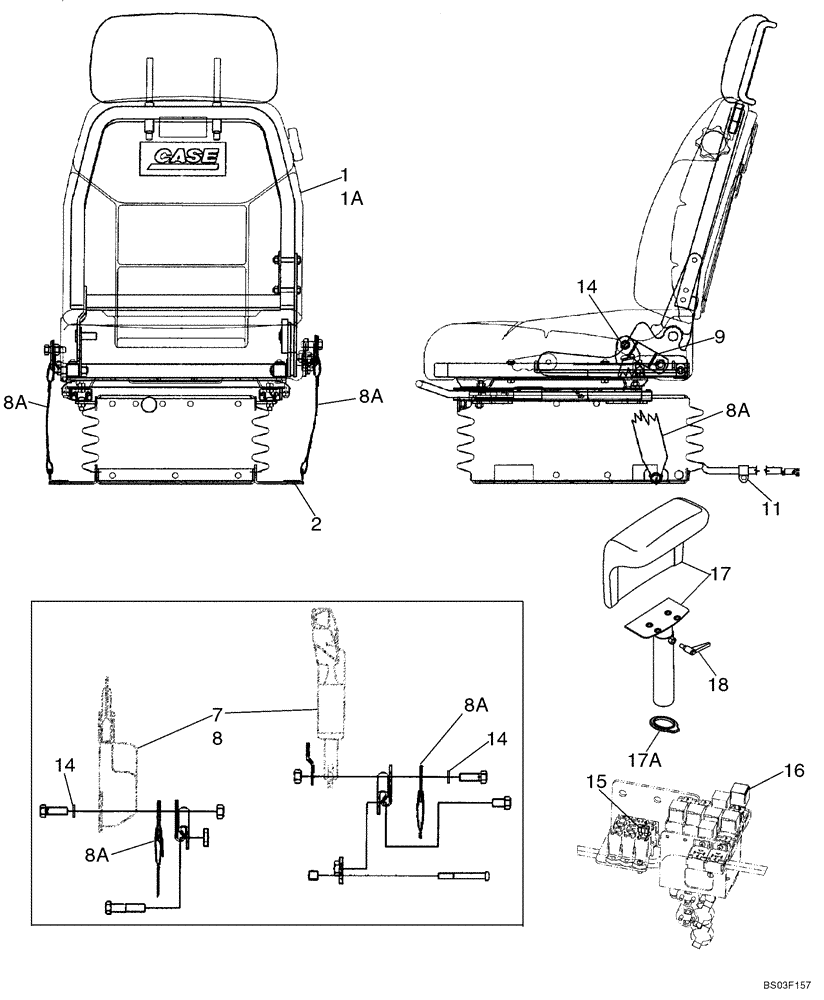 Схема запчастей Case 850K - (09-16) - SEAT ASSY, AIR SUSPENSION - MOUNTING (09) - CHASSIS/ATTACHMENTS