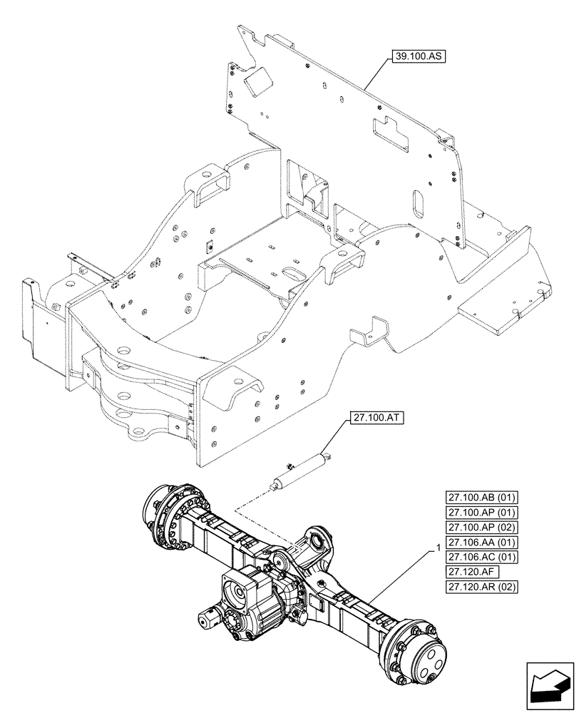 Схема запчастей Case 321F - (27.100.AK[02]) - VAR - 734514 - REAR AXLE (27) - REAR AXLE SYSTEM