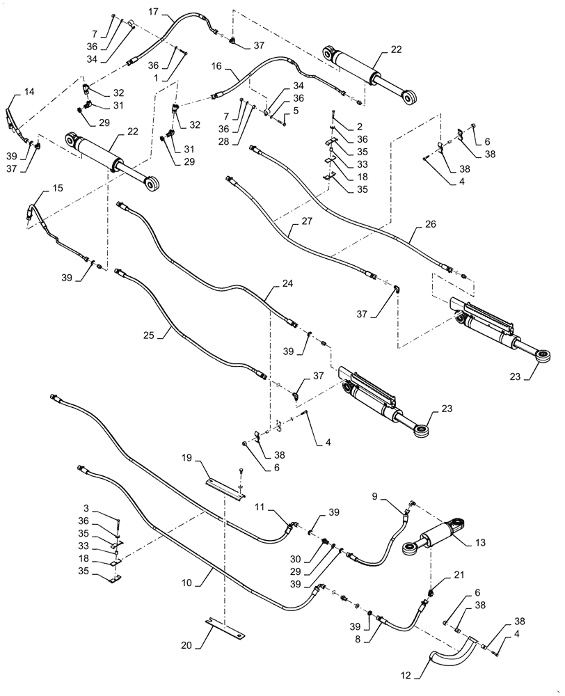 Схема запчастей Case 1650M XLT - (35.741.AJ[02]) - LIFT CYLINDER XLT LGP (35) - HYDRAULIC SYSTEMS