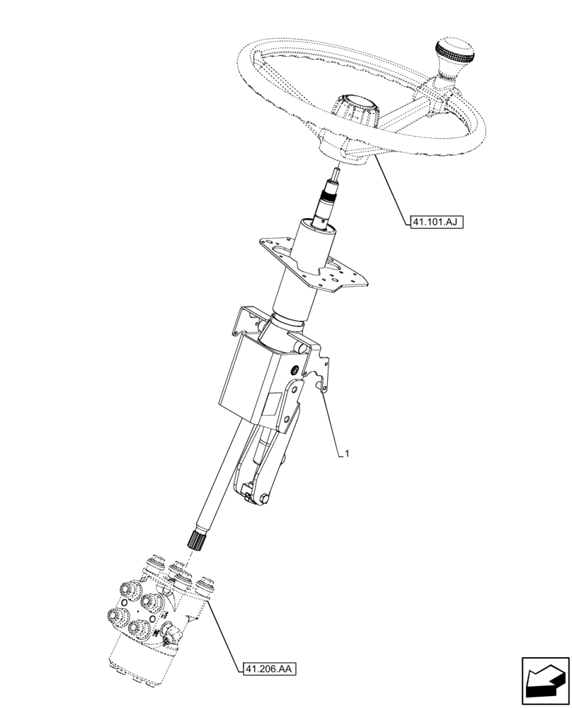 Схема запчастей Case 21F - (41.101.AB[01]) - VAR - 734631 - STEERING COLUMN (41) - STEERING