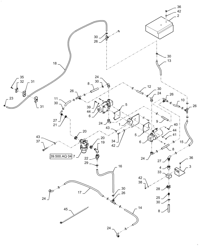 Схема запчастей Case DV210C - (39.500.AQ[02]) - SPRINKLING SYSTEM INSTALLATION BSN SER# NFNTL2014 (39) - FRAMES AND BALLASTING