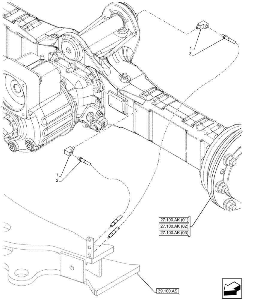 Схема запчастей Case 221F - (71.460.AF[02]) - REAR AXLE, LUBRICATION LINE (71) - LUBRICATION SYSTEM