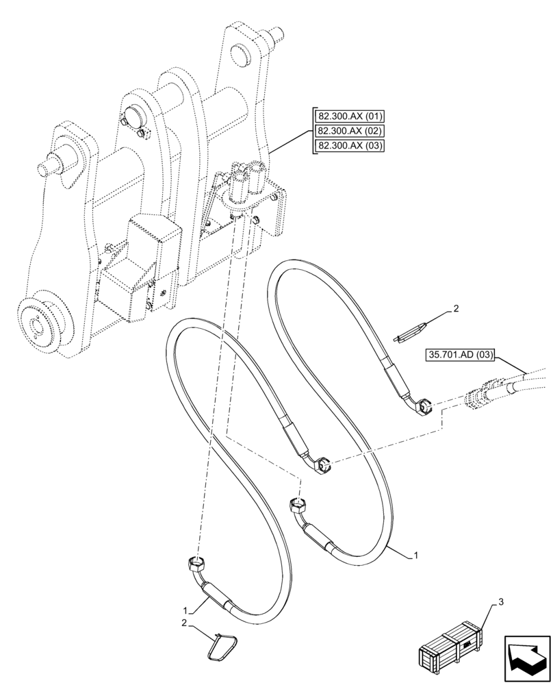 Схема запчастей Case 21F - (35.600.AD[01]) - VAR - 732005, 734586, 734651 - QUICK COUPLER, LINES (35) - HYDRAULIC SYSTEMS