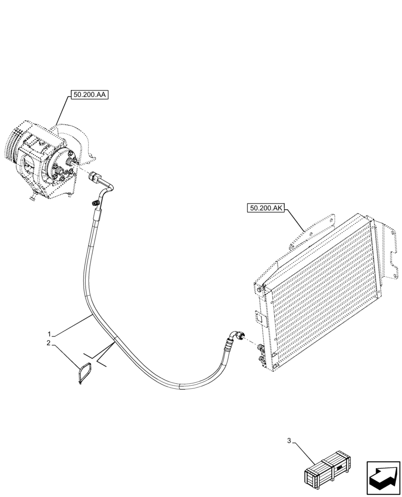 Схема запчастей Case 21F - (50.200.AB) - VAR - 734506 - AIR CONDITIONER, COMPRESSOR, LINES (50) - CAB CLIMATE CONTROL