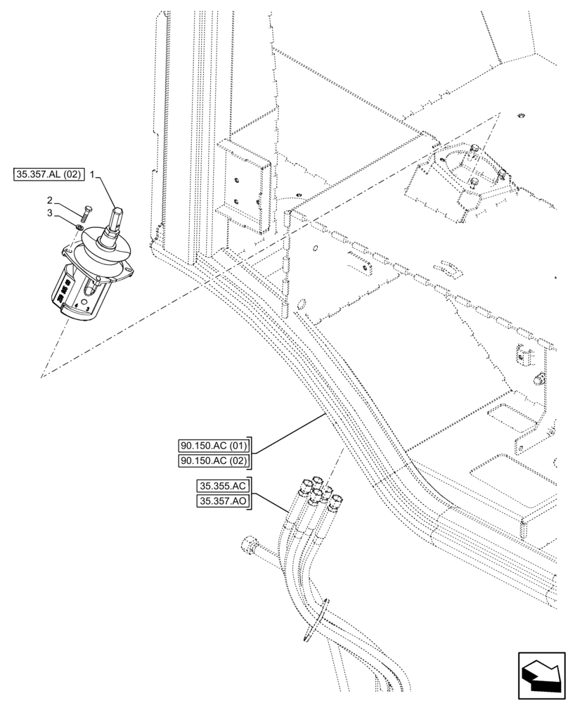 Схема запчастей Case 21F - (35.357.AL[01]) - PILOT VALVE (35) - HYDRAULIC SYSTEMS