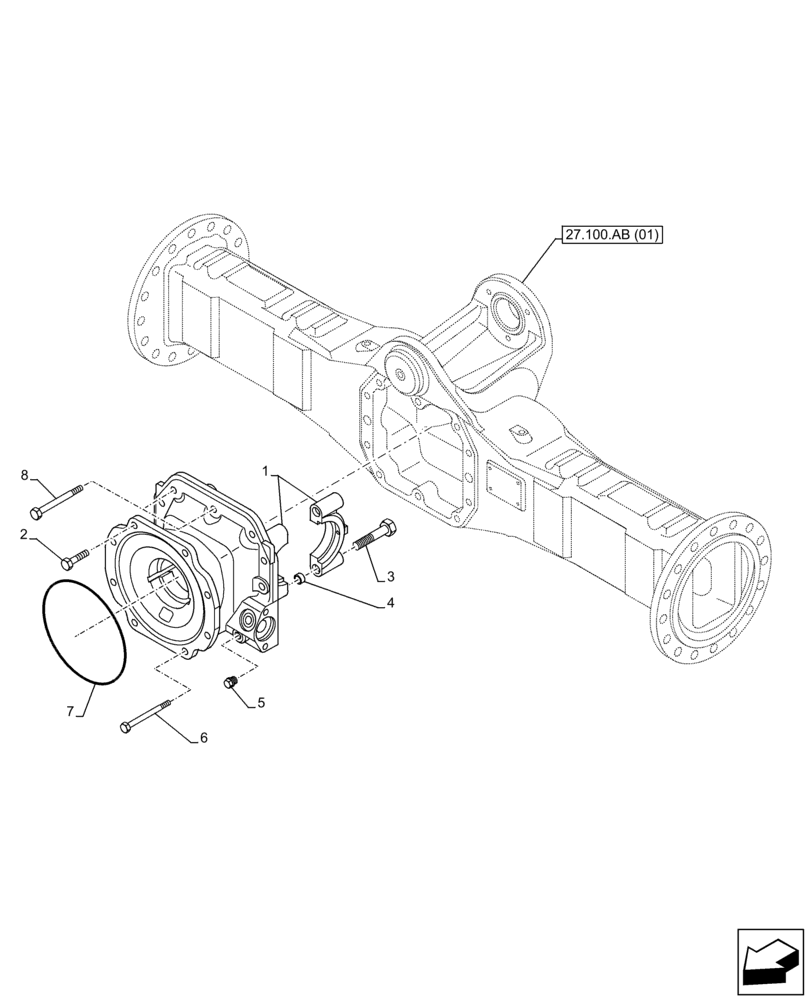 Схема запчастей Case 321F - (27.106.AA[03]) - VAR - 734515 - REAR AXLE, DIFFERENTIAL, CARRIER (27) - REAR AXLE SYSTEM