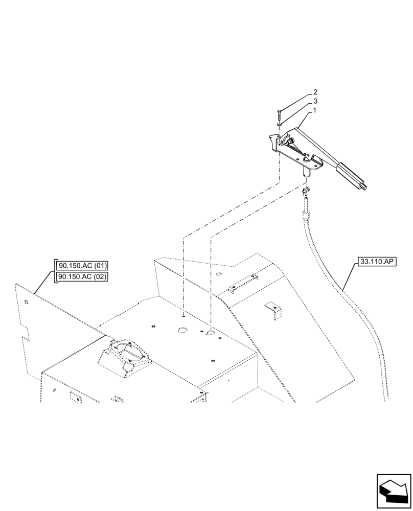 Схема запчастей Case 21F - (33.110.AJ) - VAR - 734631, 734632 - HAND BRAKE, LEVER (33) - BRAKES & CONTROLS