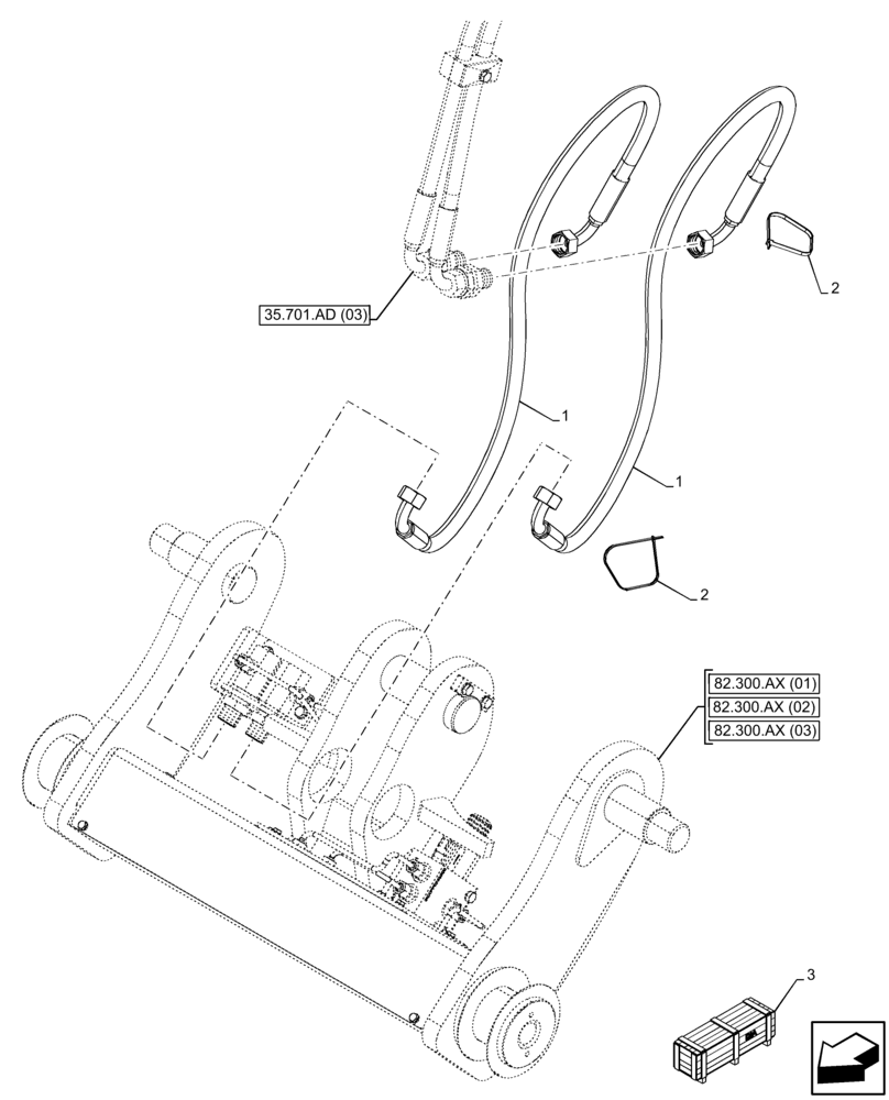 Схема запчастей Case 121F - (35.600.AD[01]) - VAR - 734586 - QUICK COUPLER, LINES (35) - HYDRAULIC SYSTEMS