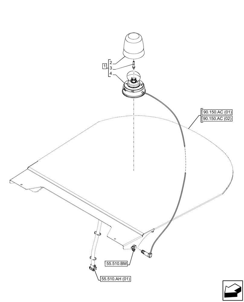 Схема запчастей Case 21F - (55.404.AC) - VAR - 782108 - BEACON, LAMP (55) - ELECTRICAL SYSTEMS