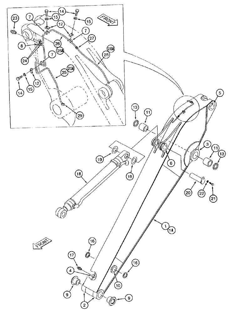 Схема запчастей Case 9050B - (9-112) - ARM AND BUCKET CYLINDER, 2.63 M (8 FOOT 8 INCH) AND 3.23 M (10 FOOT 7 INCH) ARMS (09) - CHASSIS/ATTACHMENTS