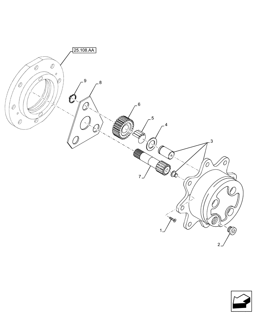 Схема запчастей Case 21F - (25.108.AB) - VAR - 734510, 734511 - FRONT AXLE, PLANETARY REDUCER (25) - FRONT AXLE SYSTEM