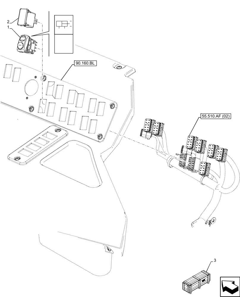 Схема запчастей Case 221F - (55.512.CE[01]) - SWITCH (55) - ELECTRICAL SYSTEMS