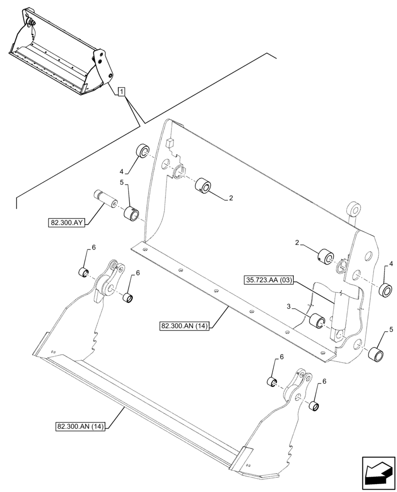 Схема запчастей Case 321F - (82.300.AB) - VAR - 734579 - BUCKET, BUSHING (82) - FRONT LOADER & BUCKET