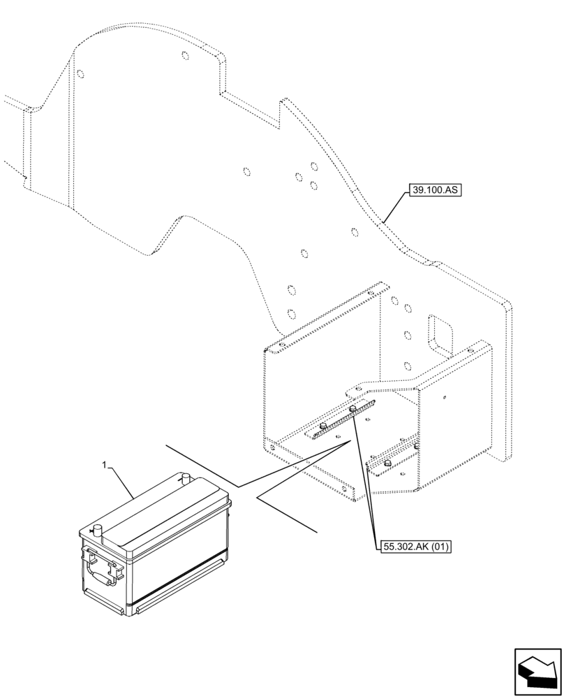 Схема запчастей Case 221F - (55.302.AG[01]) - VAR - 734574 - BATTERY (55) - ELECTRICAL SYSTEMS