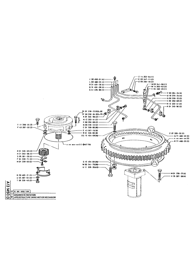 Схема запчастей Case 220 - (027) - UPPERSTRUCTURE SWING MOTION MECHANISM (05) - UPPERSTRUCTURE CHASSIS