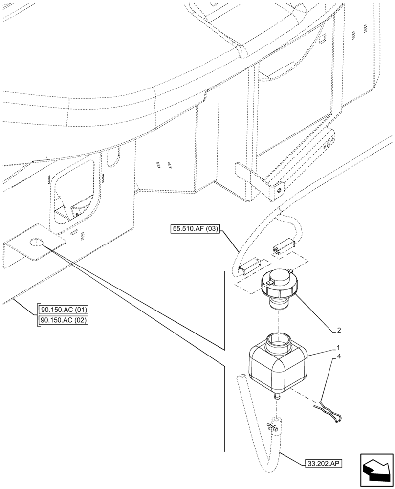 Схема запчастей Case 321F - (33.202.AN) - BRAKE FLUID RESERVOIR (33) - BRAKES & CONTROLS