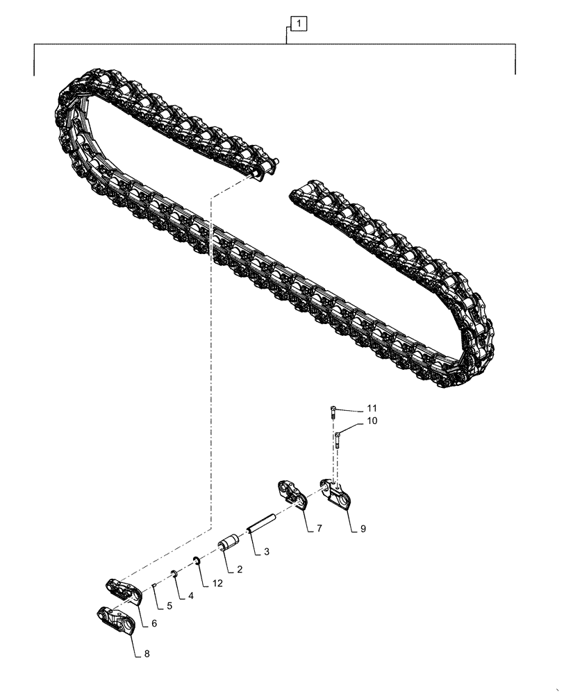 Схема запчастей Case 1650M XLT - (48.100.AD[02]) - TRACK CHAIN 45 LINK CLT (48) - TRACKS & TRACK SUSPENSION