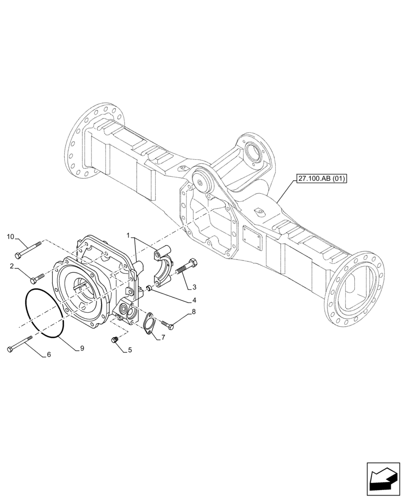 Схема запчастей Case 321F - (27.106.AA[01]) - VAR - 734513, 734514 - REAR AXLE, DIFFERENTIAL, CARRIER (27) - REAR AXLE SYSTEM