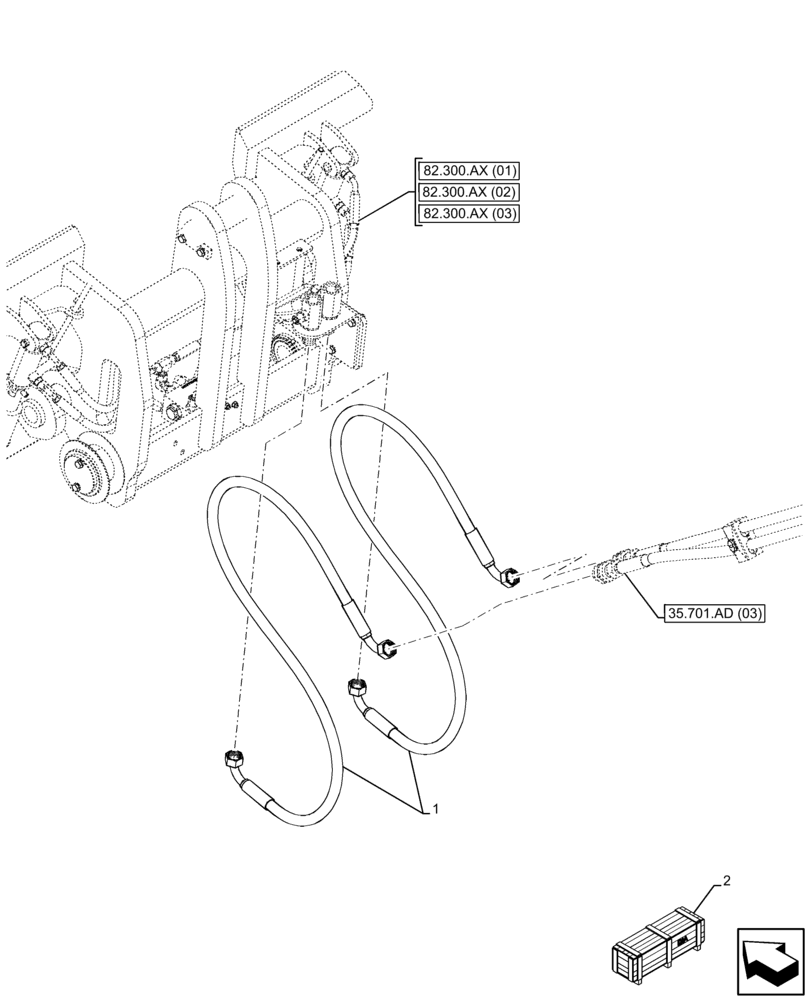 Схема запчастей Case 21F - (35.600.AD[03]) - VAR - 402033, 732001, 732002 - QUICK COUPLER, LINES (35) - HYDRAULIC SYSTEMS