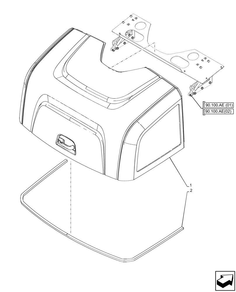 Схема запчастей Case 321F - (90.100.BI) - REAR, HOOD (90) - PLATFORM, CAB, BODYWORK AND DECALS