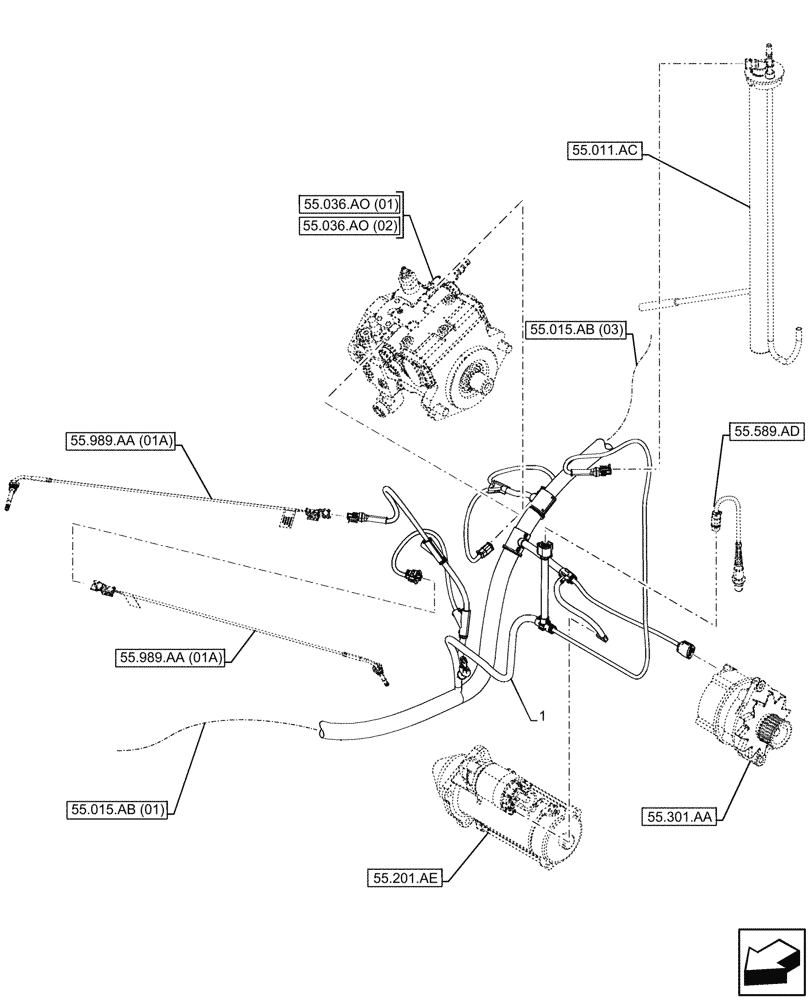 Схема запчастей Case 21F - (55.015.AB[02A]) - HARNESS, ENGINE - END DATE 28 FEBRUARY 2017 (55) - ELECTRICAL SYSTEMS