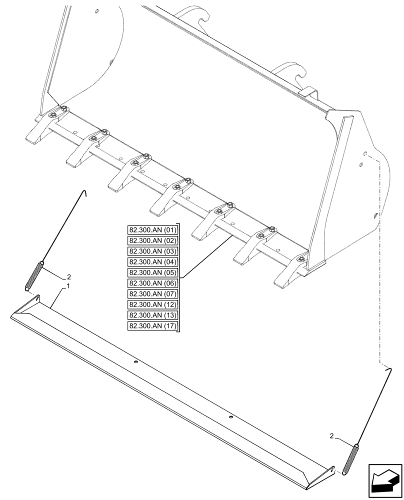 Схема запчастей Case 121F - (84.100.AE[02]) - VAR - 482083 - TEETH, PROTECTION (84) - BOOMS, DIPPERS & BUCKETS