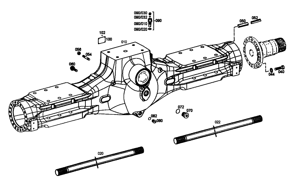 Схема запчастей Case 340 - (33A00000501[001]) - AXLE HOUSING (27) - REAR AXLE SYSTEM