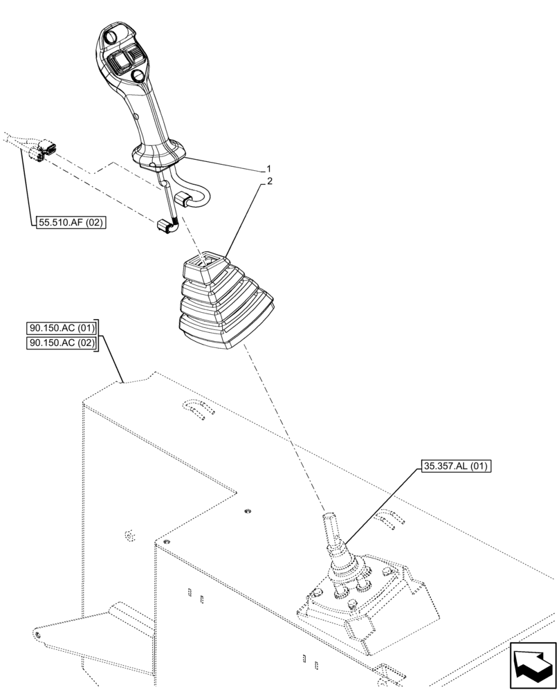 Схема запчастей Case 21F - (55.512.CL[01]) - VAR - 734611 - PILOT VALVE, JOYSTICK (55) - ELECTRICAL SYSTEMS