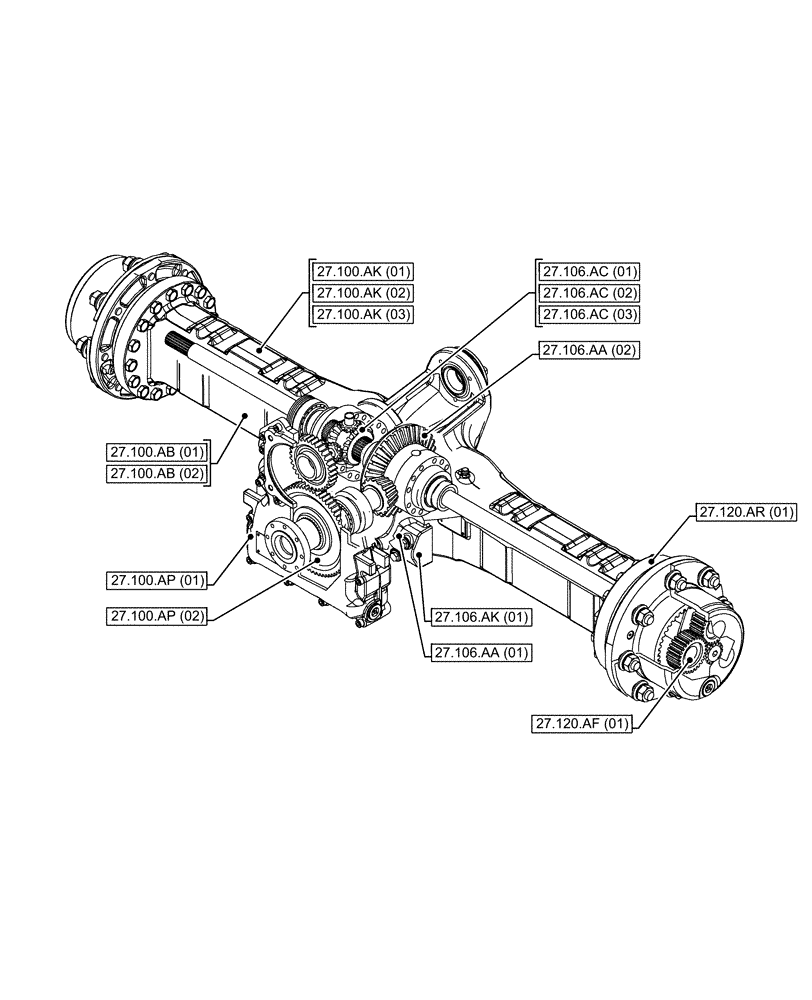 Схема запчастей Case 321F - (27.000.00[01]) - SECTION INDEX - REAR AXLE (27) - REAR AXLE SYSTEM