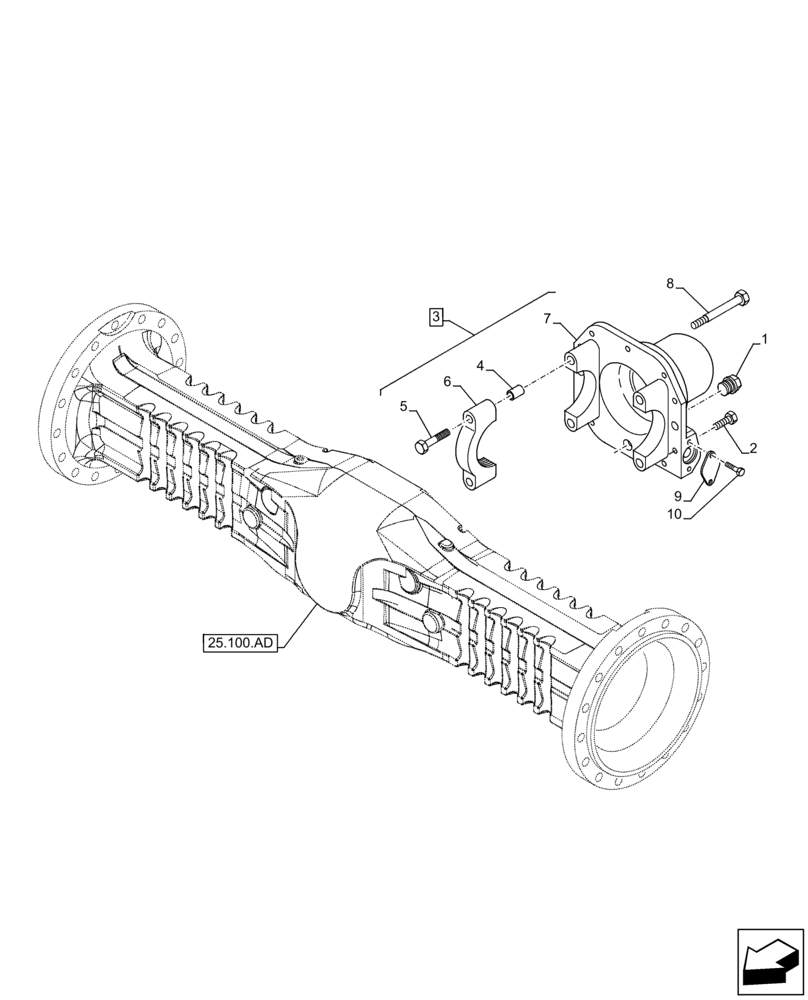 Схема запчастей Case 221F - (25.102.AC[01]) - VAR - 734510, 734511, 734513, 734514 - FRONT AXLE, DIFFERENTIAL, CARRIER (25) - FRONT AXLE SYSTEM