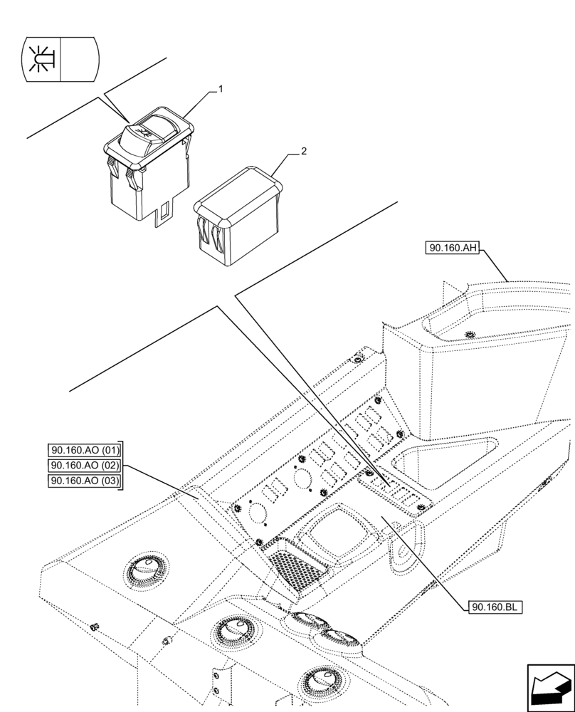 Схема запчастей Case 21F - (55.405.CH) - VAR - 782108 - SWITCH, BEACON, LAMP (55) - ELECTRICAL SYSTEMS