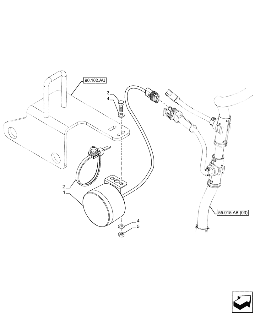 Схема запчастей Case 121F - (55.408.BE) - VAR - 734594 - BACKUP ALARM (55) - ELECTRICAL SYSTEMS