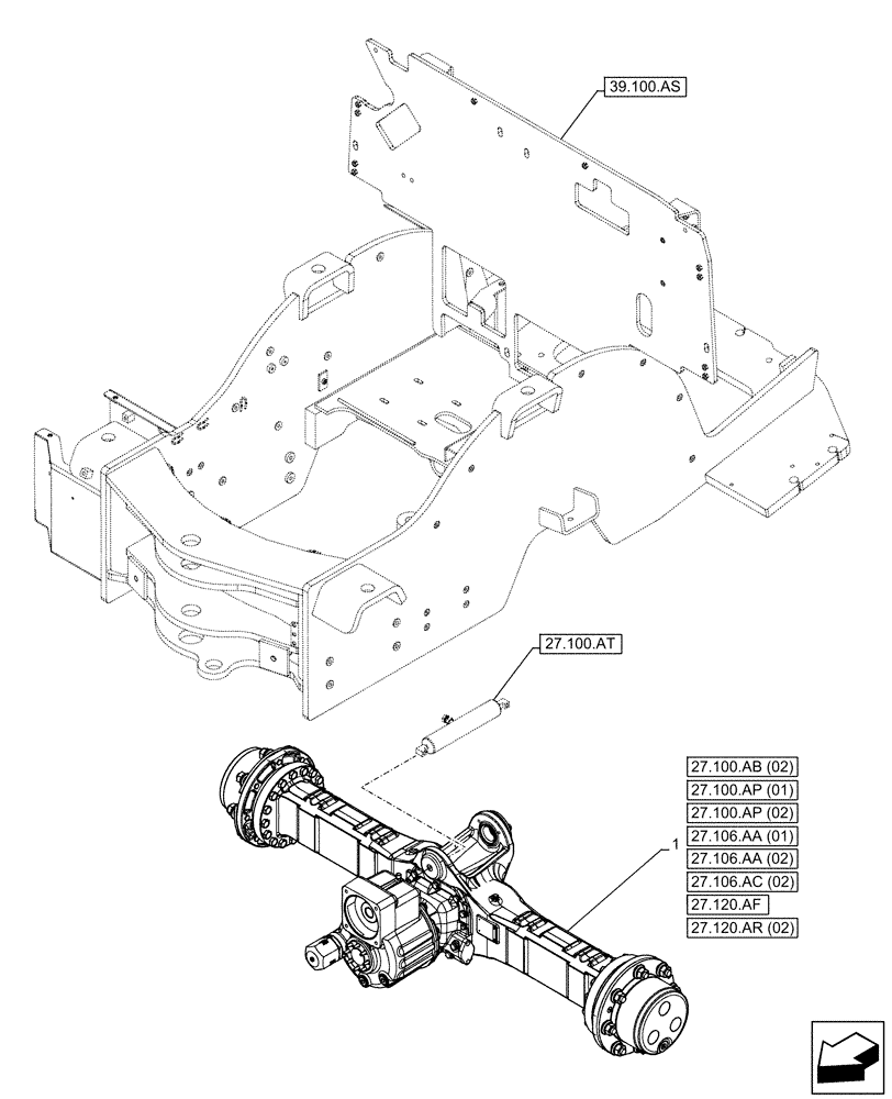 Схема запчастей Case 321F - (27.100.AK[01]) - VAR - 734513 - REAR AXLE (27) - REAR AXLE SYSTEM