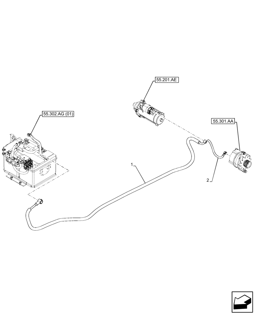 Схема запчастей Case 221F - (55.302.AV[01]) - POS BATTERY CABLE (55) - ELECTRICAL SYSTEMS