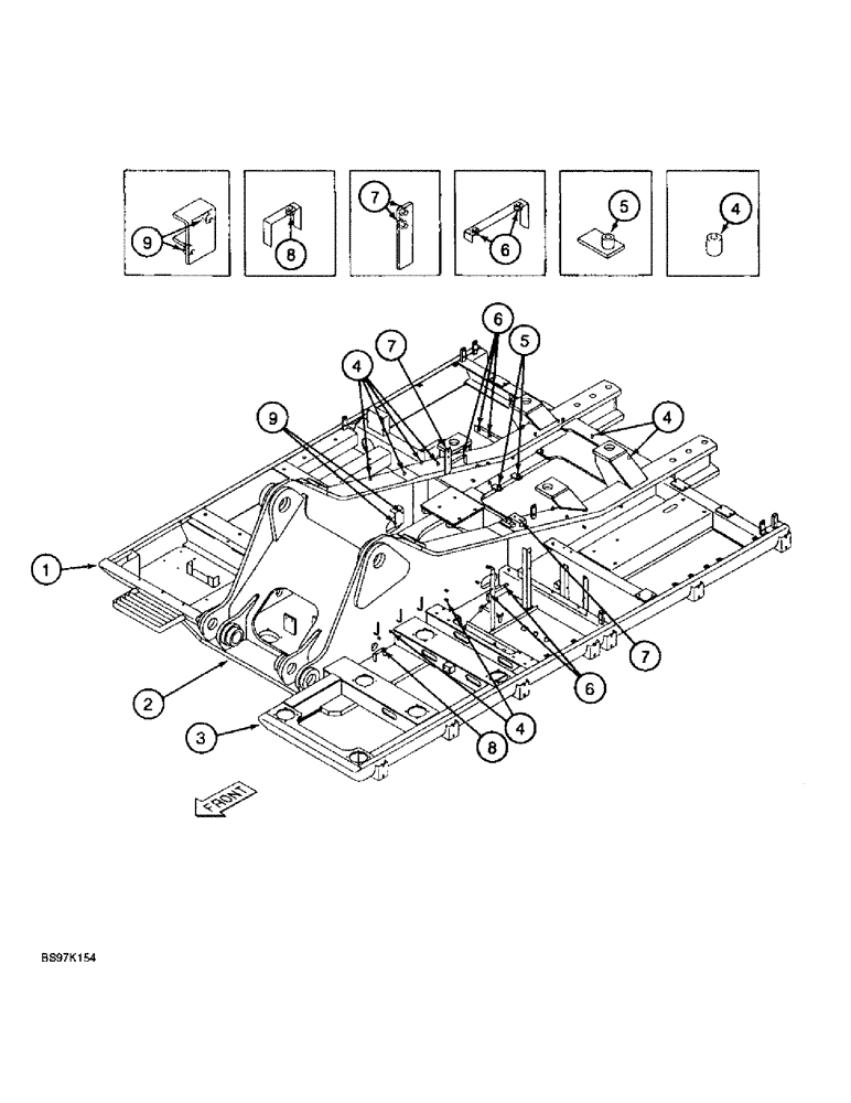 Схема запчастей Case 9050B - (9-6) - COUNTERWEIGHT, TIMBER KING MODELS, PRIOR TO P.I.N. DAC0531001 - DAC0531007 (09) - CHASSIS