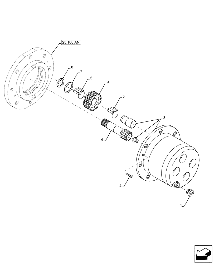 Схема запчастей Case 221F - (25.108.AB) - VAR - 734510, 734511, 734512, 734513, 734514, 734515 - FRONT AXLE, PLANETARY REDUCER (25) - FRONT AXLE SYSTEM