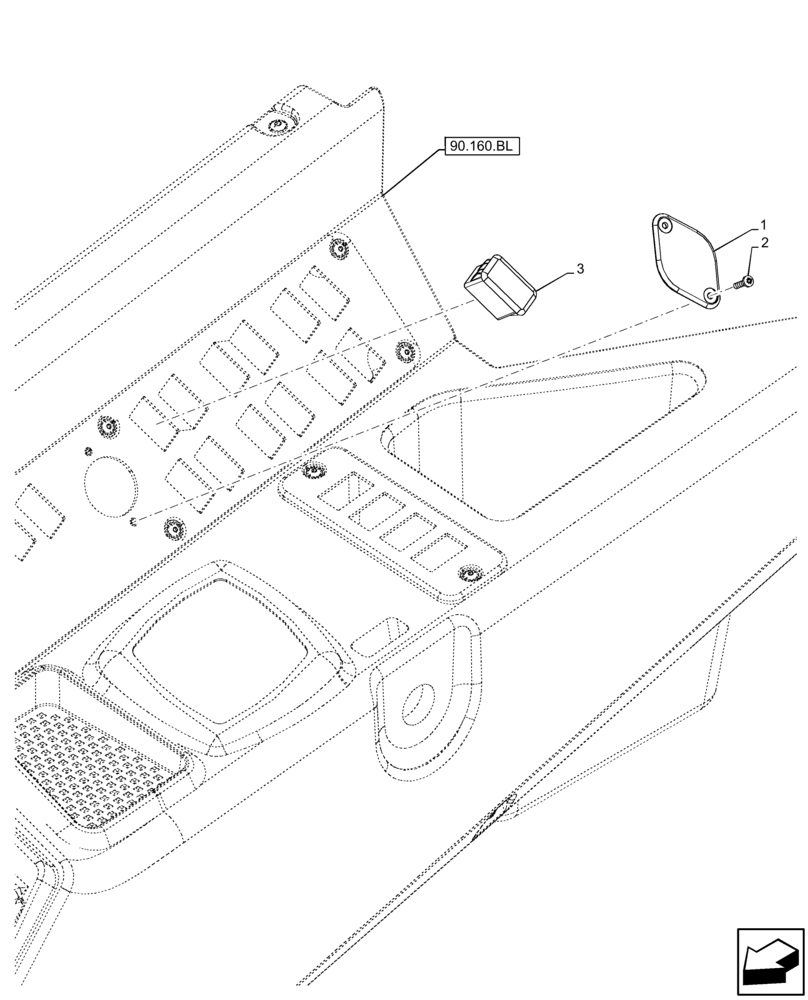 Схема запчастей Case 121F - (90.160.BY[03]) - VAR - 402045, 732001, 732002, 732005, 732006, 734647, 734648, 734651, 734652 - AUXILIARY HYDRAULIC, PLUGS (90) - PLATFORM, CAB, BODYWORK AND DECALS