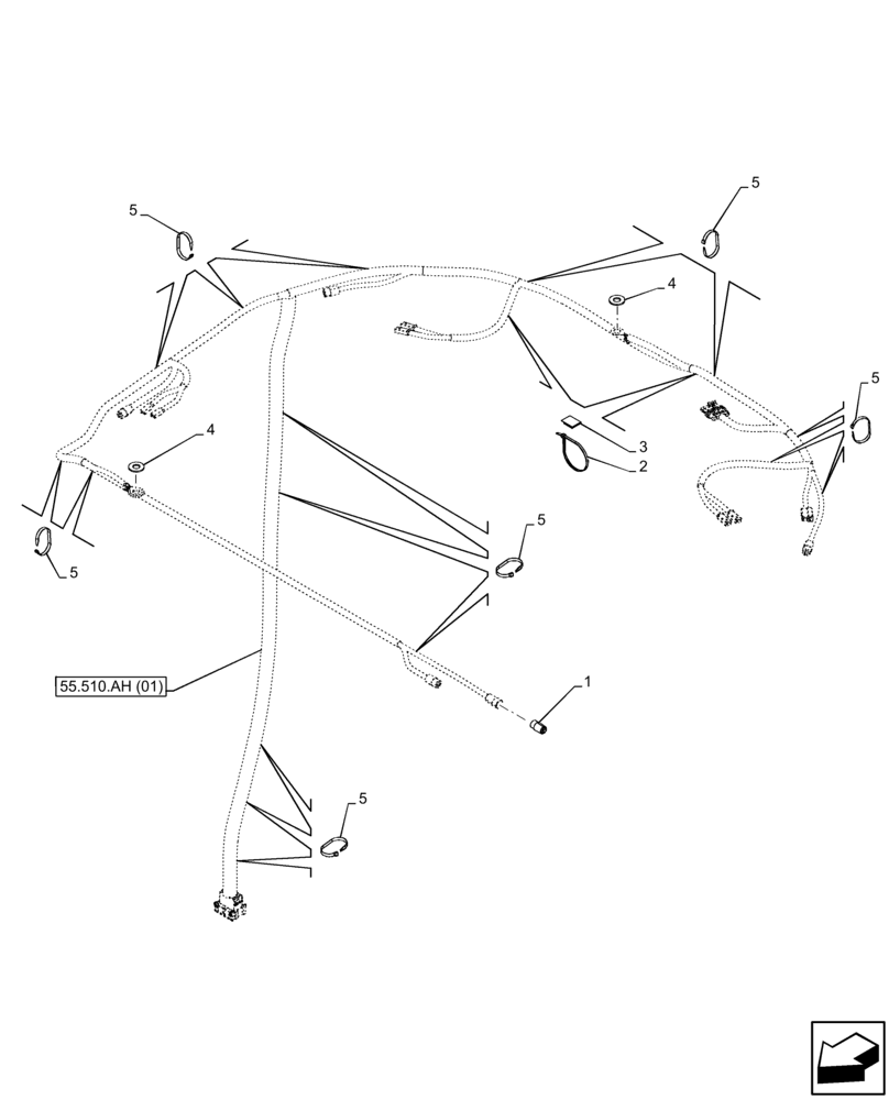 Схема запчастей Case 221F - (55.510.AH[02]) - HARNESS, ROOF-MOUNTED (55) - ELECTRICAL SYSTEMS