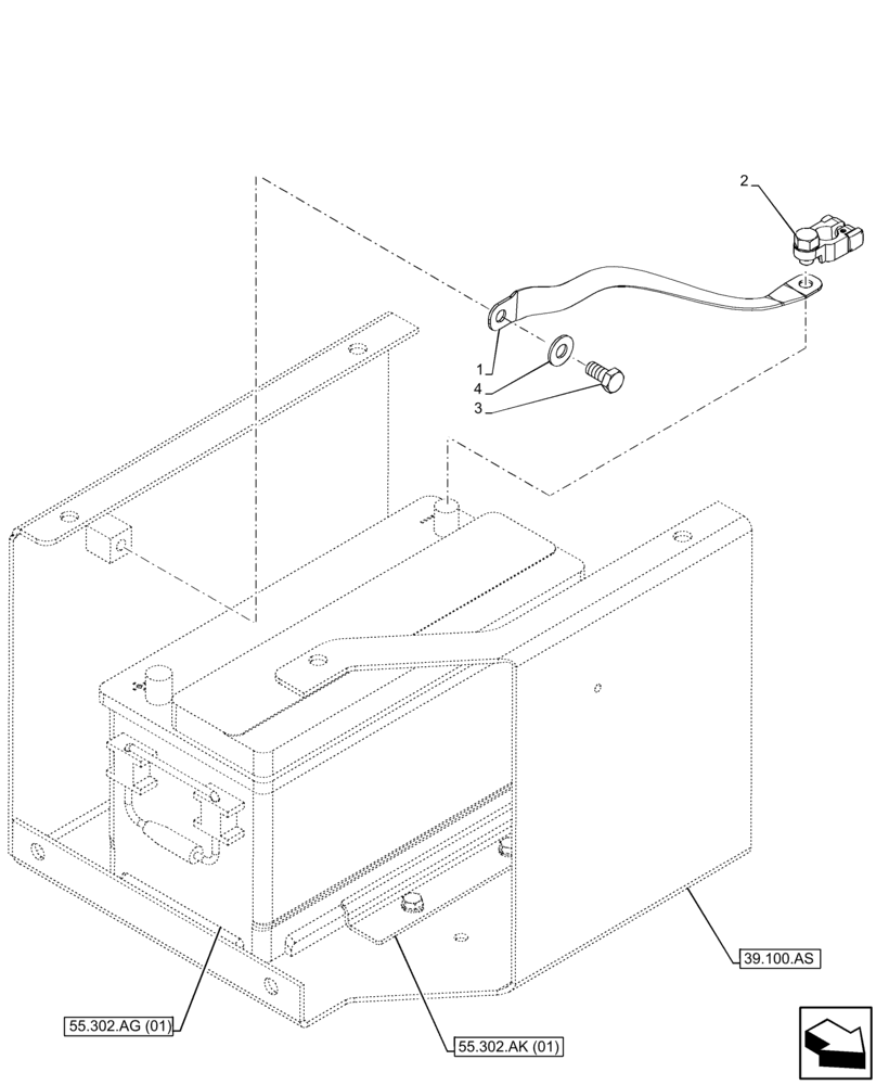 Схема запчастей Case 321F - (55.302.AW[01]) - VAR - 734574 - BATTERY, GROUND CABLE (55) - ELECTRICAL SYSTEMS