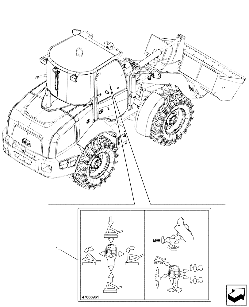 Схема запчастей Case 221F - (90.108.AC[30]) - VAR - 402025 - DECALS, JOYSTICK, CONTROL (90) - PLATFORM, CAB, BODYWORK AND DECALS