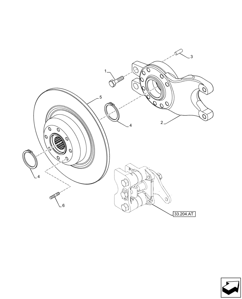 Схема запчастей Case 321F - (33.204.AD[02]) - VAR - 734511, 734512, 734514, 734515 - FRONT AXLE, BRAKE DISC (33) - BRAKES & CONTROLS