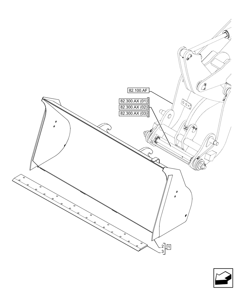 Схема запчастей Case 121F - (82.300.AN[15]) - VAR - 734577 - BUCKET (82) - FRONT LOADER & BUCKET