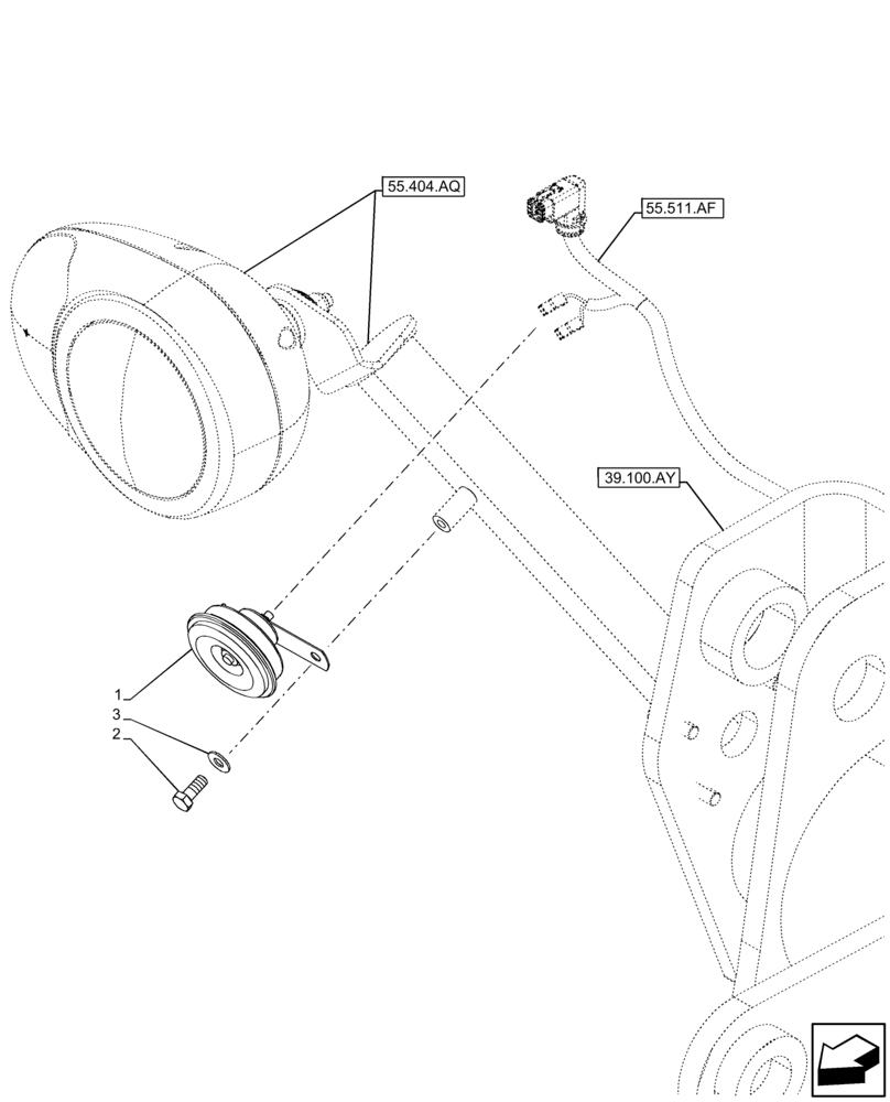 Схема запчастей Case 221F - (55.408.AG) - HORN (55) - ELECTRICAL SYSTEMS