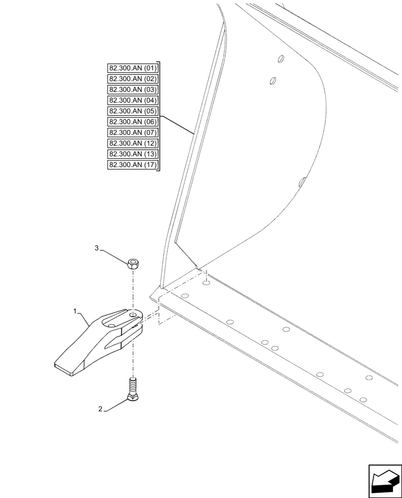 Схема запчастей Case 121F - (84.100.AE[01]) - VAR - 734610 - BUCKET, TEETH (84) - BOOMS, DIPPERS & BUCKETS