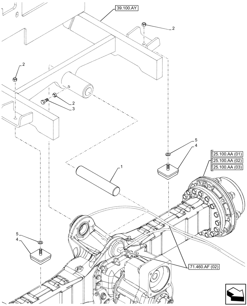 Схема запчастей Case 21F - (27.100.AT) - REAR AXLE, SUPPORT, SUSPENSION (27) - REAR AXLE SYSTEM