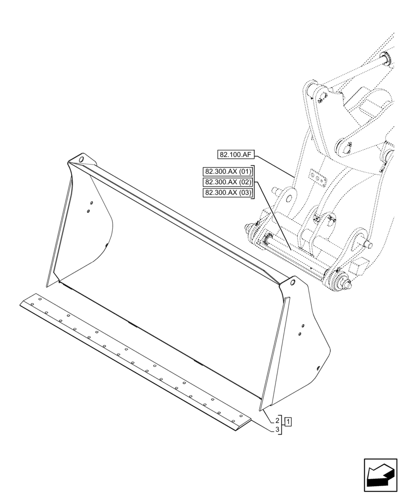 Схема запчастей Case 321F - (82.300.AN[16]) - VAR - 734623 - BUCKET (82) - FRONT LOADER & BUCKET