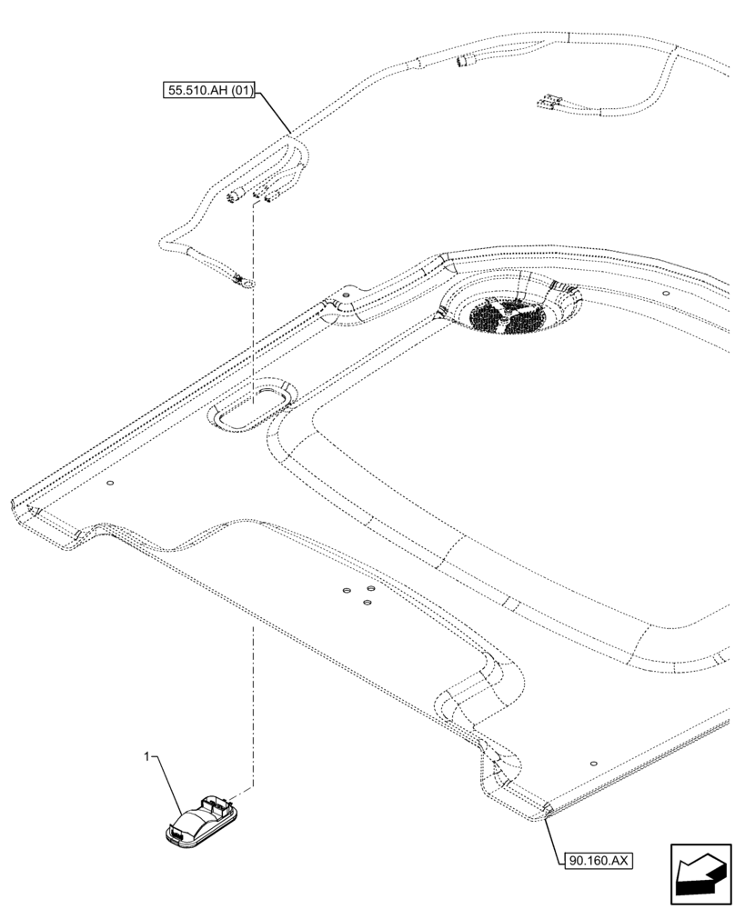 Схема запчастей Case 321F - (55.514.AA) - CAB, INTERIOR LIGHT (55) - ELECTRICAL SYSTEMS