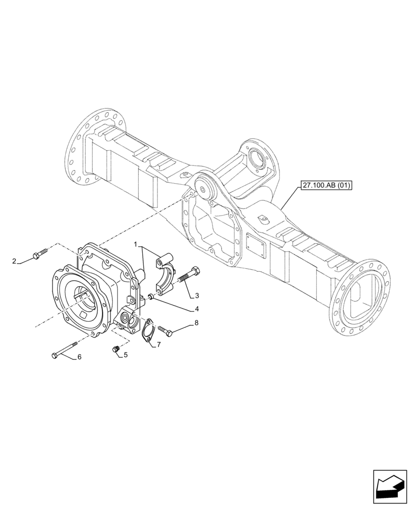 Схема запчастей Case 321F - (27.106.AA[01]) - VAR - 734510, 734511, 734512 - REAR AXLE, DIFFERENTIAL, CARRIER (27) - REAR AXLE SYSTEM