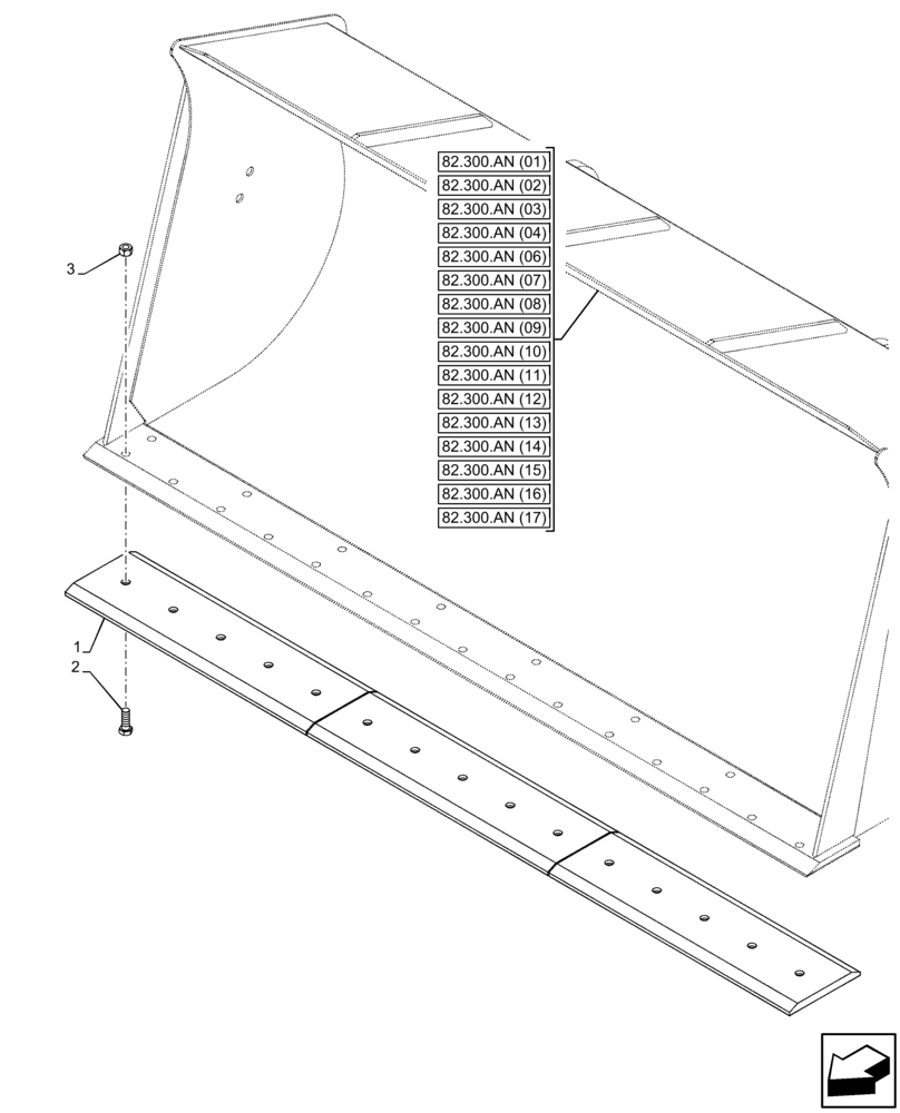 Схема запчастей Case 221F - (84.100.AR[03]) - VAR - 734571 - CUTTING EDGE (84) - BOOMS, DIPPERS & BUCKETS