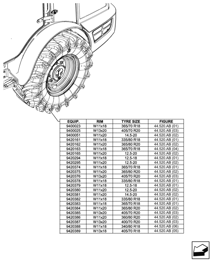 Схема запчастей Case 21F - (00.000.44[02]) - PICTORIAL INDEX - REAR WHEEL (00) - GENERAL & PICTORIAL INDEX